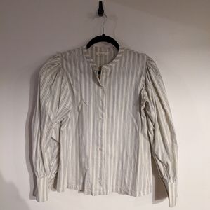 Doen Striped Cotton Puff Sleeve Blouse